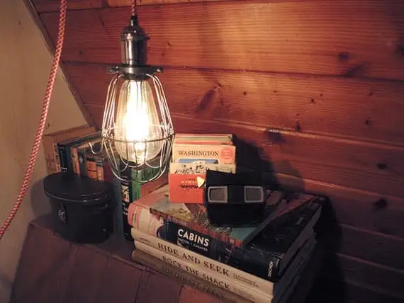 vintage magazines and books as cabin decor